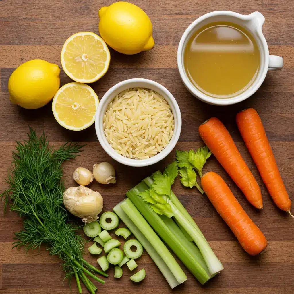 Fresh ingredients for Lemon Orzo Soup Recipe