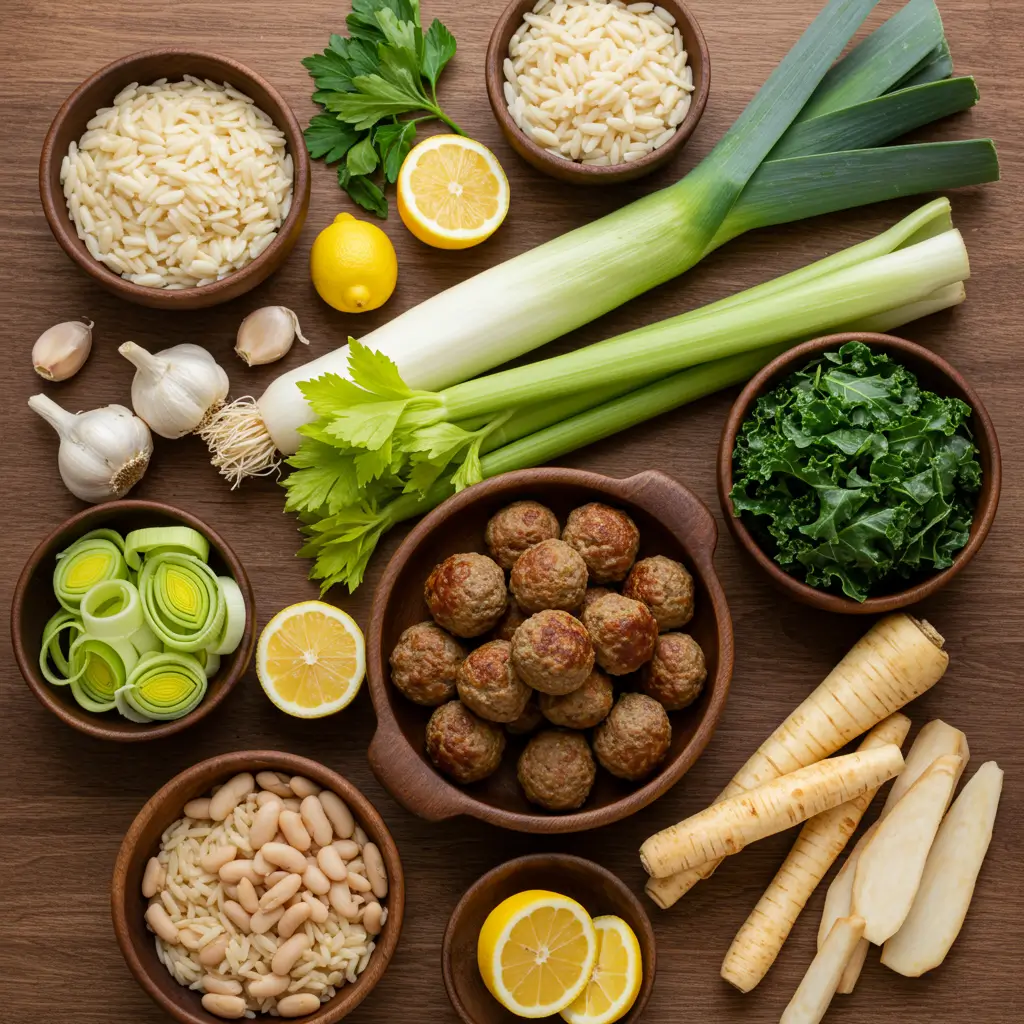 Ingredients for Mediterranean Meatball Stew with Orzo and Beans