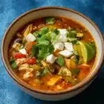 Mexican Chicken Soup with avocado and cilantro