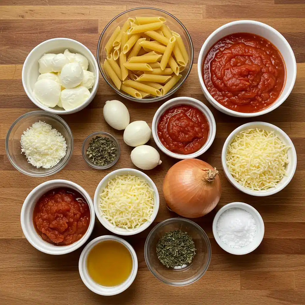 Ingredients for One Pot Cheesy Penne Pasta