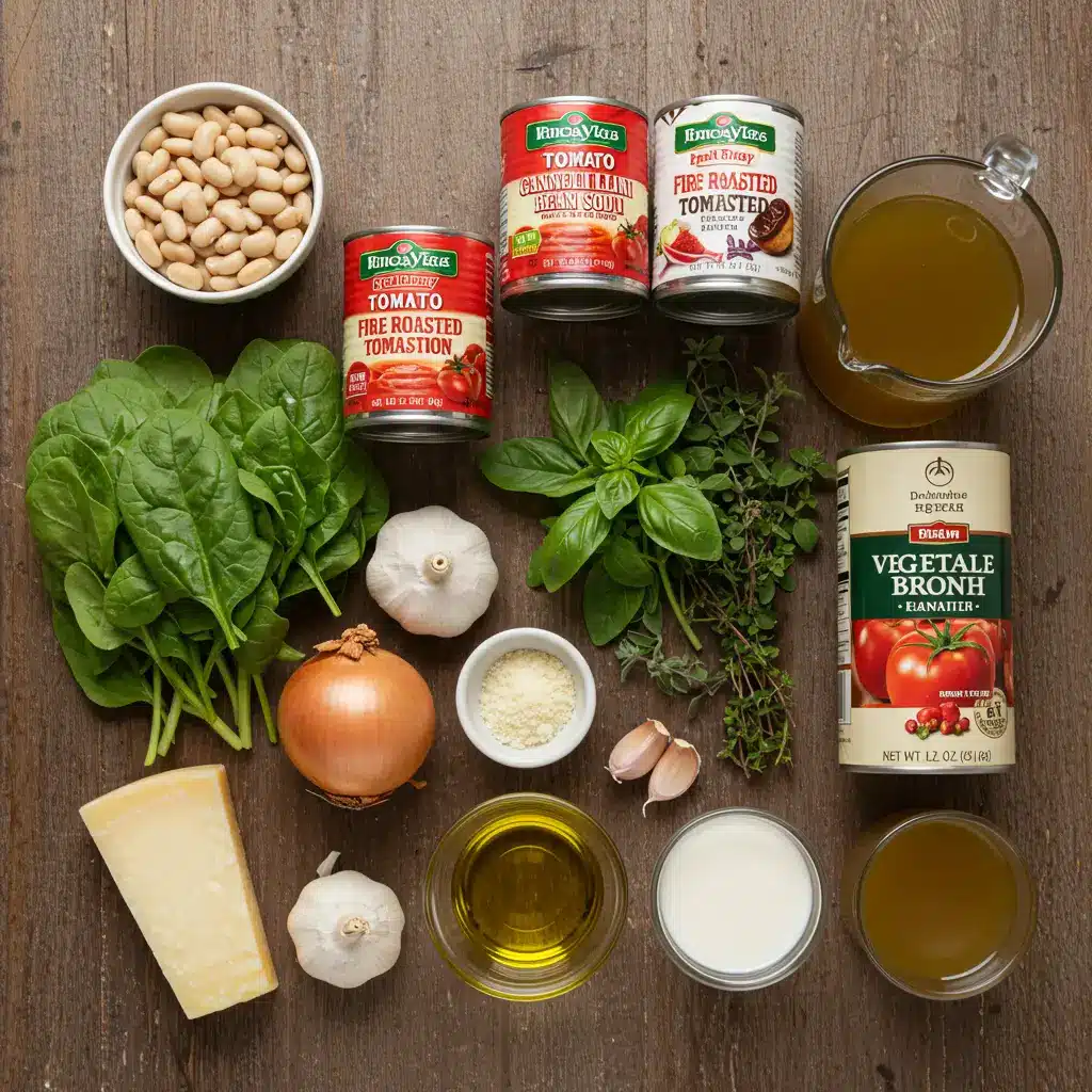 Ingredients for Parmesan Tomato Cannellini Bean Soup