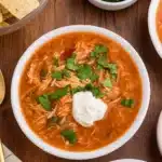 Slow Cooker Chicken Fajita Soup in bowl with toppings