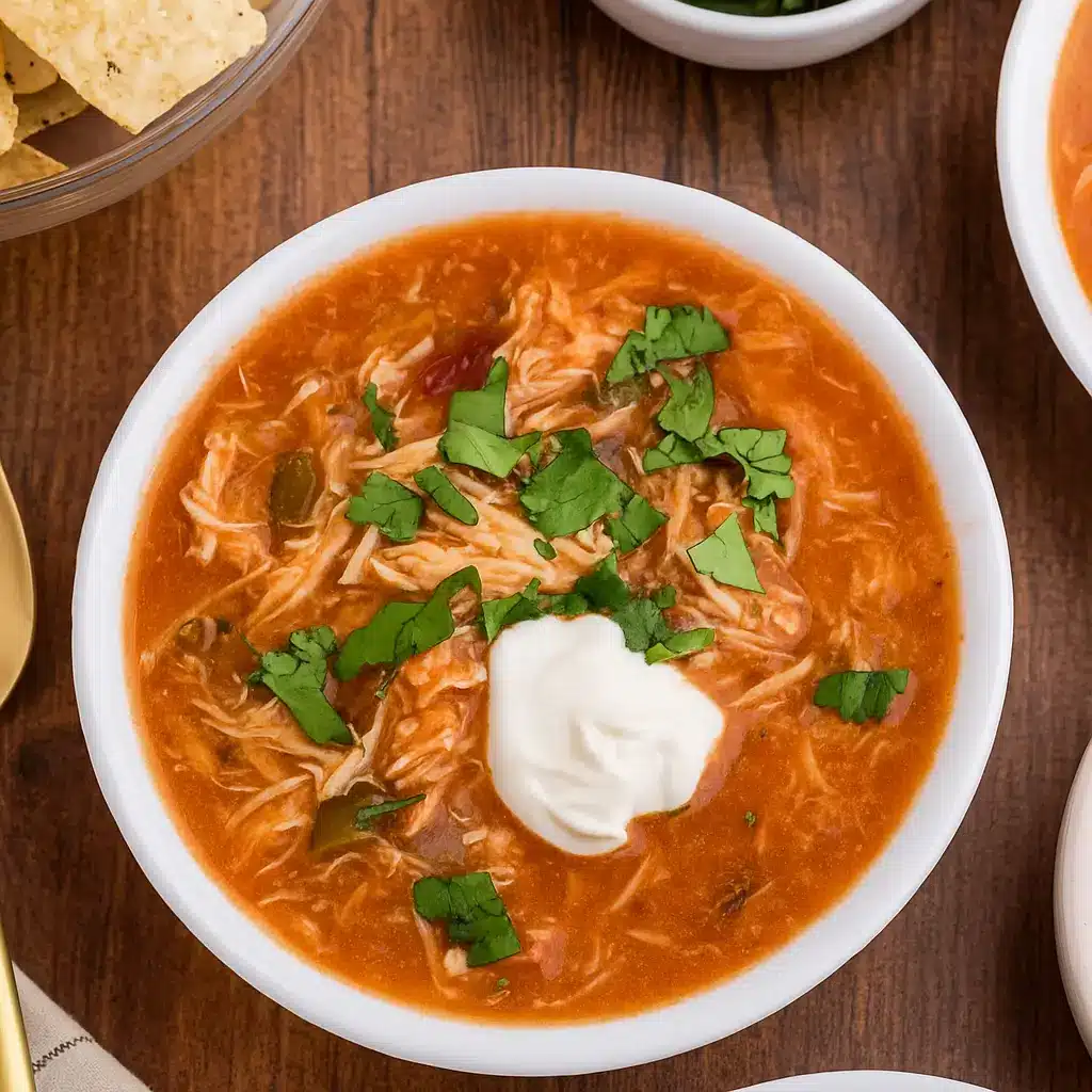 Slow Cooker Chicken Fajita Soup in bowl with toppings