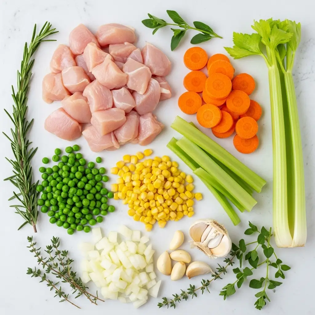 ingredients for slow cooker chicken pot pie soup