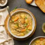 Slow Cooker Chicken Stew Recipe in a rustic bowl