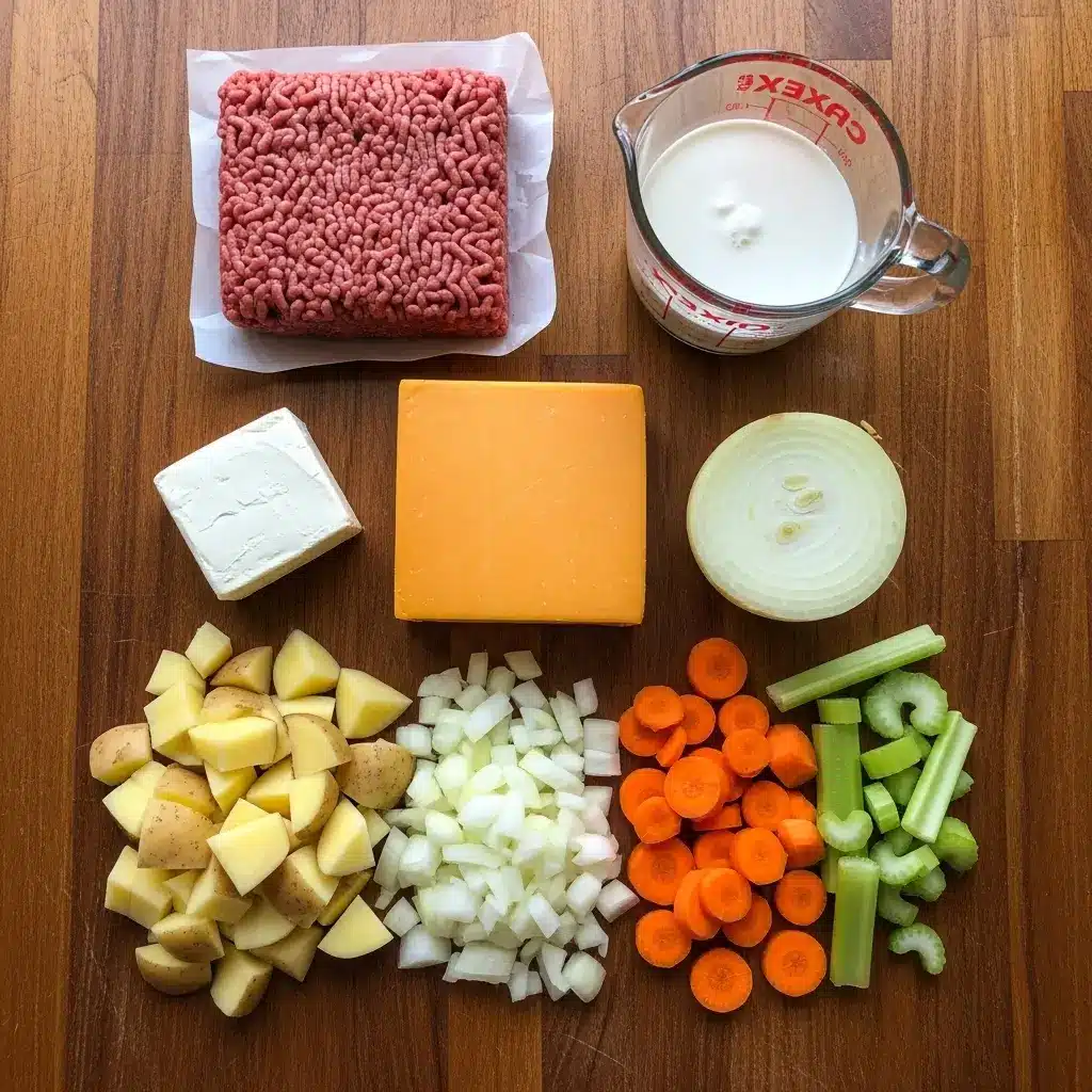 Slow Cooker Creamy Cheeseburger Soup Ingredients