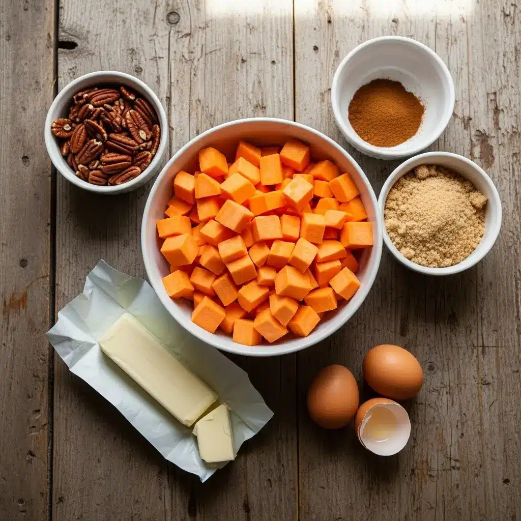 Sweet Potato Casserole with Pecan Streusel ingredients