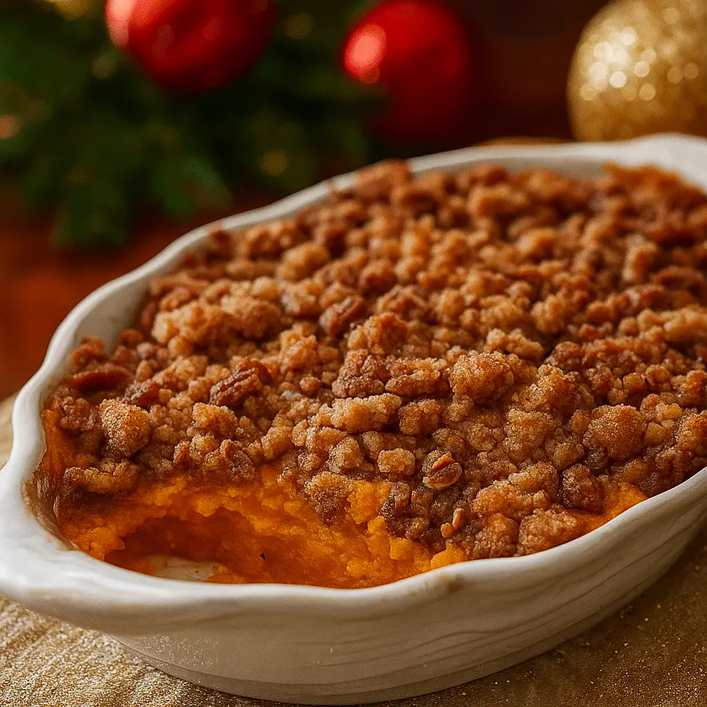 Sweet Potato Casserole with Pecan Streusel for Thanksgiving (Easy & Delicious)