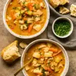Thanksgiving Leftover Turkey Stew in rustic bowl