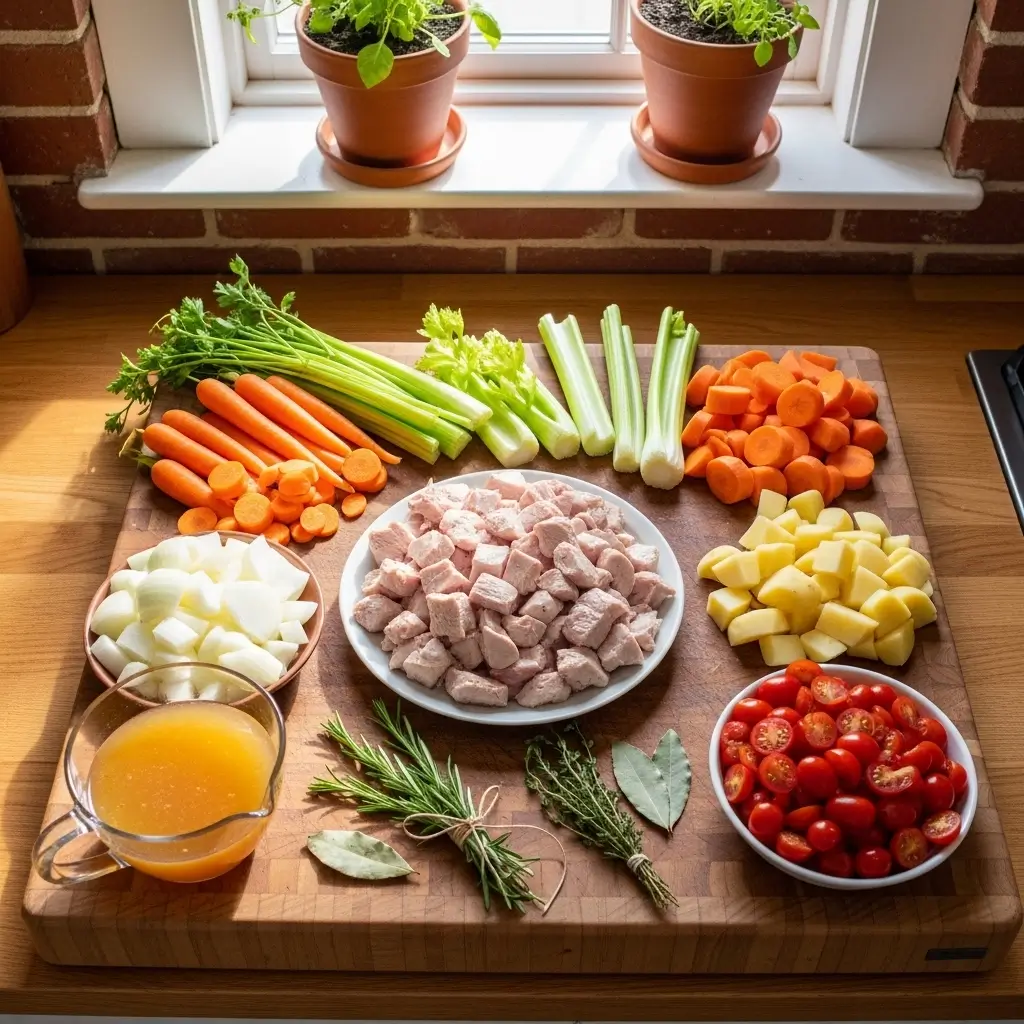 Ingredients for Thanksgiving Leftover Turkey Stew