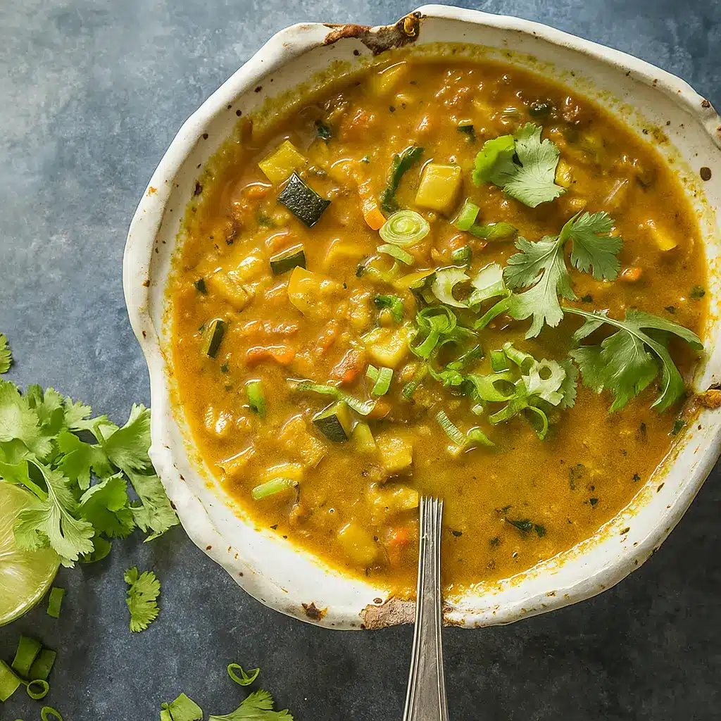Vegetable Detox Soup with zucchini and turmeric
