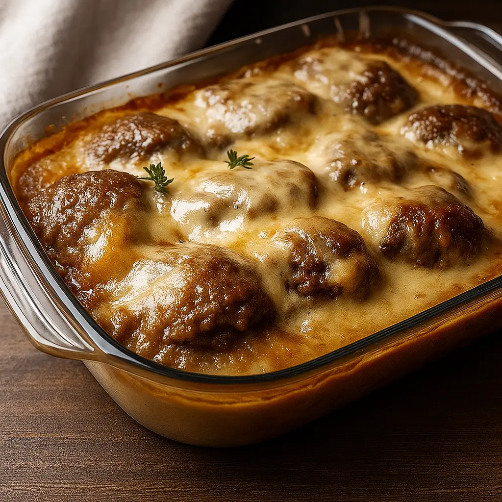 Amish Hamburger Steak Bake – Easy, Creamy, and Comforting
