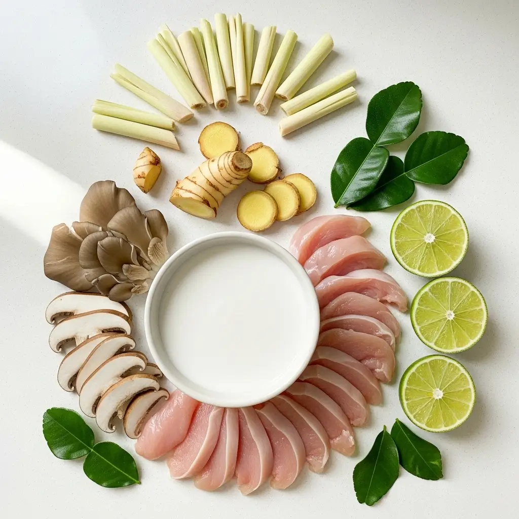 Authentic Tom Kha Gai Ingredients Layout