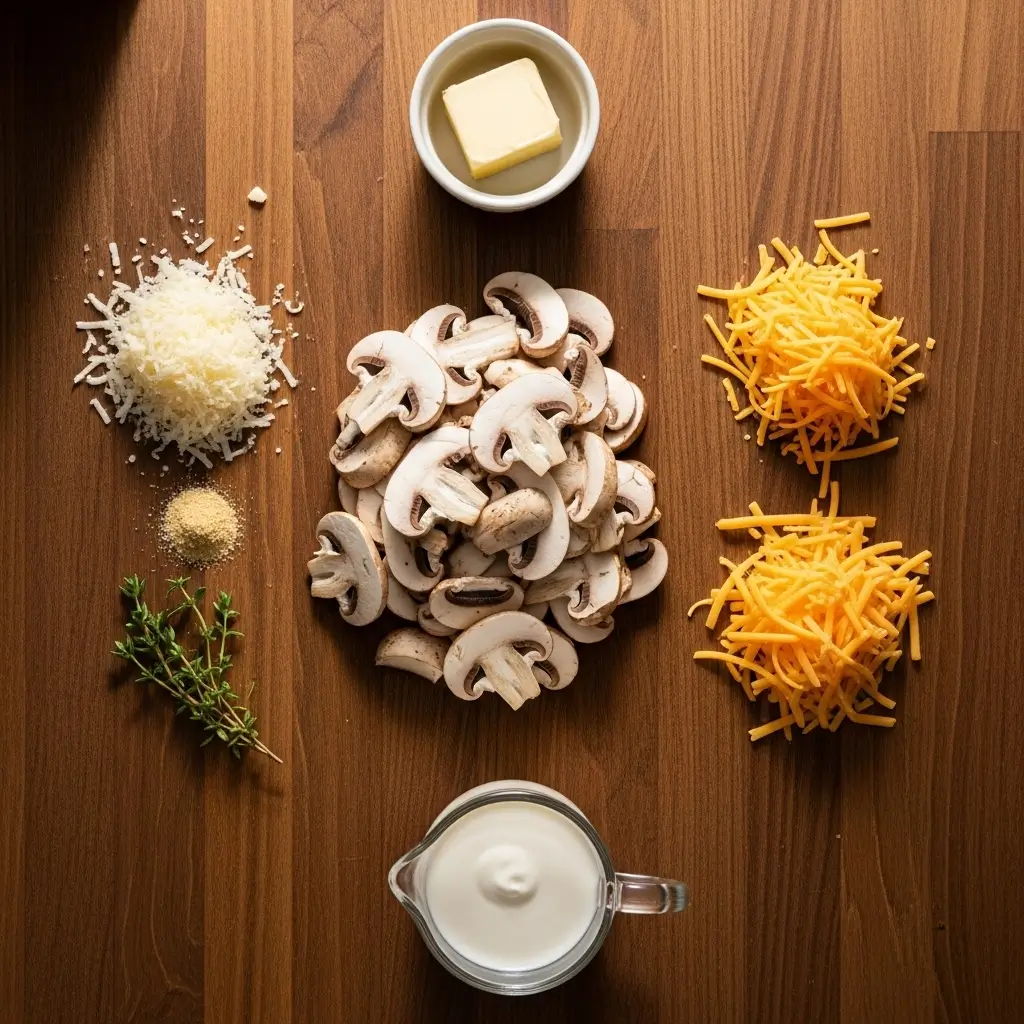 Baked Cheesy Mushrooms Casserole ingredients