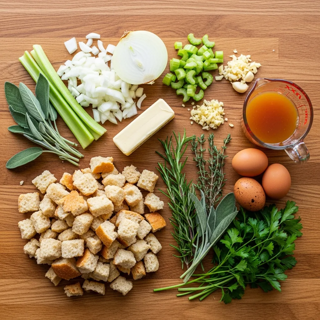Ingredients for Our Favorite Buttery Herb Stuffing
