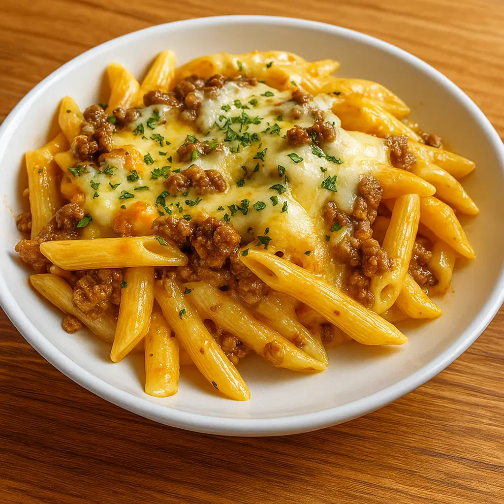 Cheesy Penne with Garlic Butter Ground Beef – Easy Family Dinner