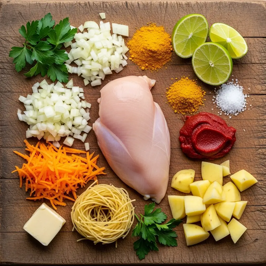 Chicken and Vermicelli Soup With Lime Ingredients