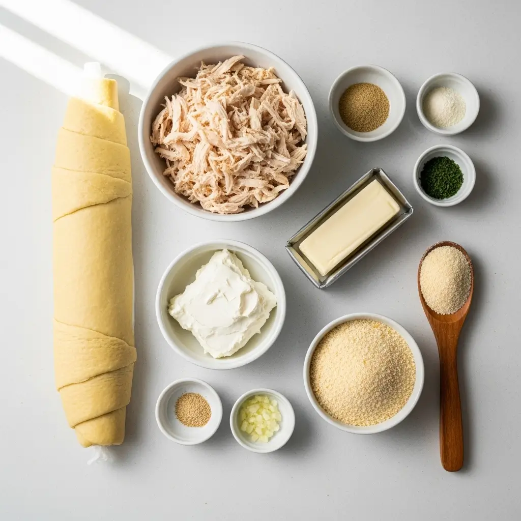 Chicken Pillows ingredients flat lay