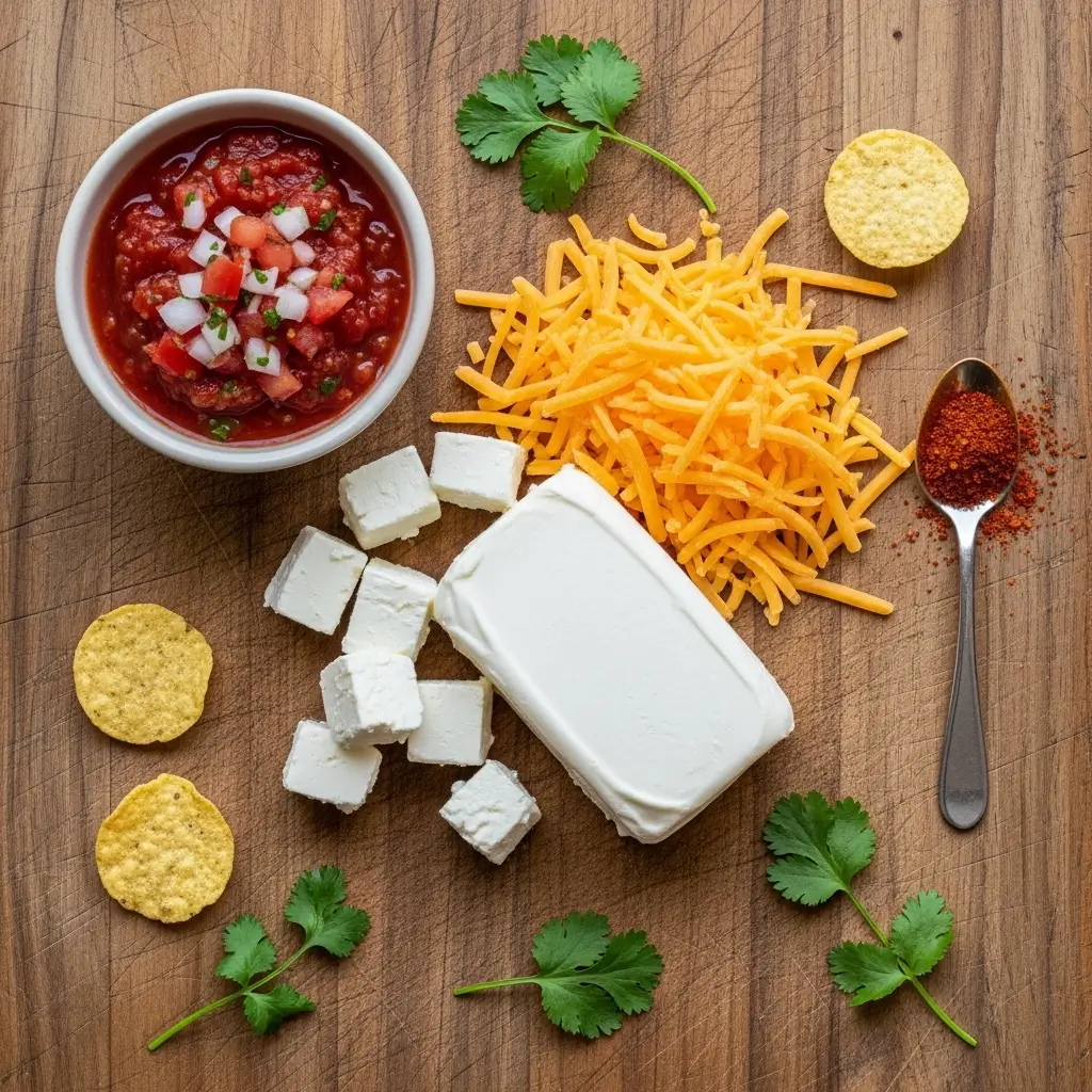 Chili Cheese Dip ingredients on table