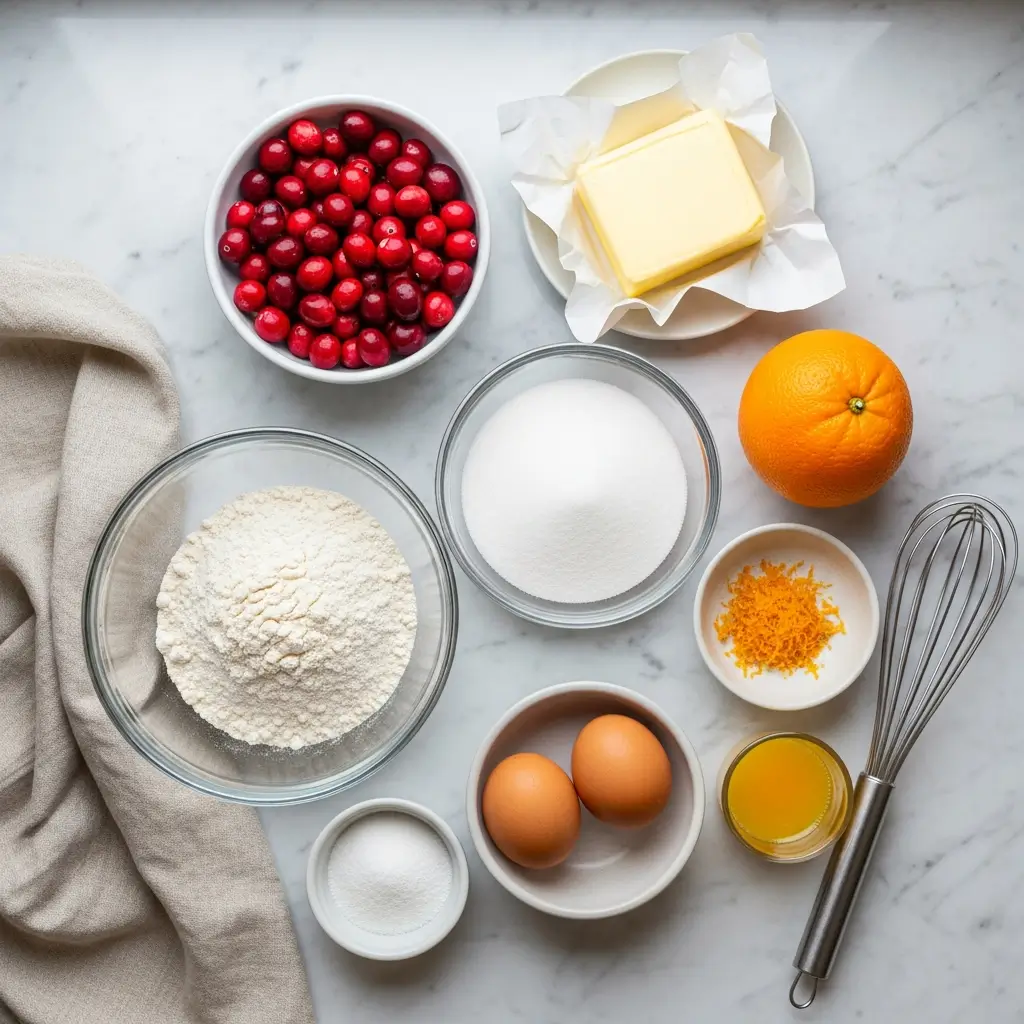 Ingredients for Cranberry Orange Breakfast Cake Recipe