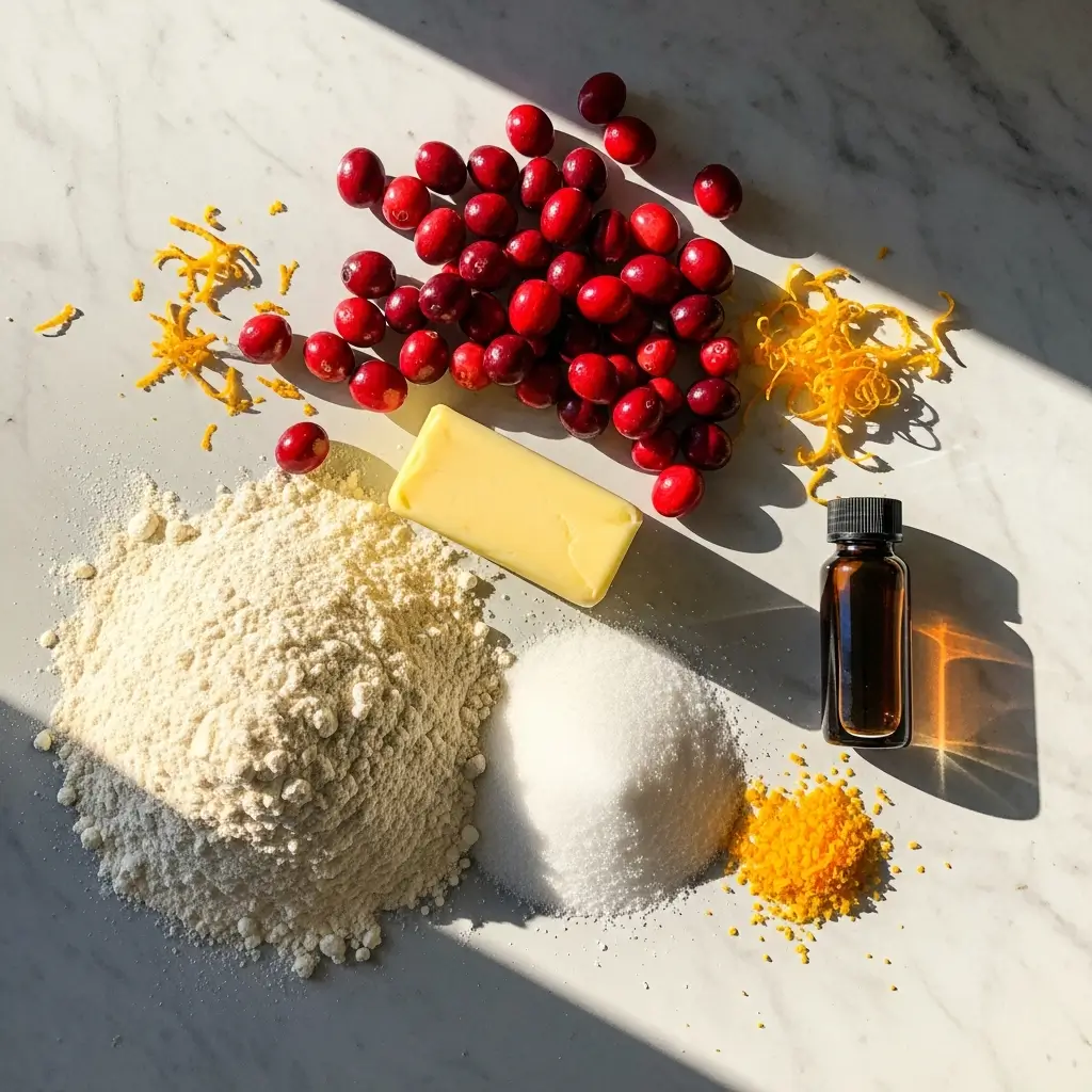 Ingredients for Cranberry Orange Shortbread Cookies
