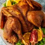 Crispy Smoked Spatchcock Turkey on cutting board