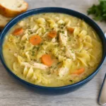 Crockpot Creamy Chicken Noodle Soup in a bowl