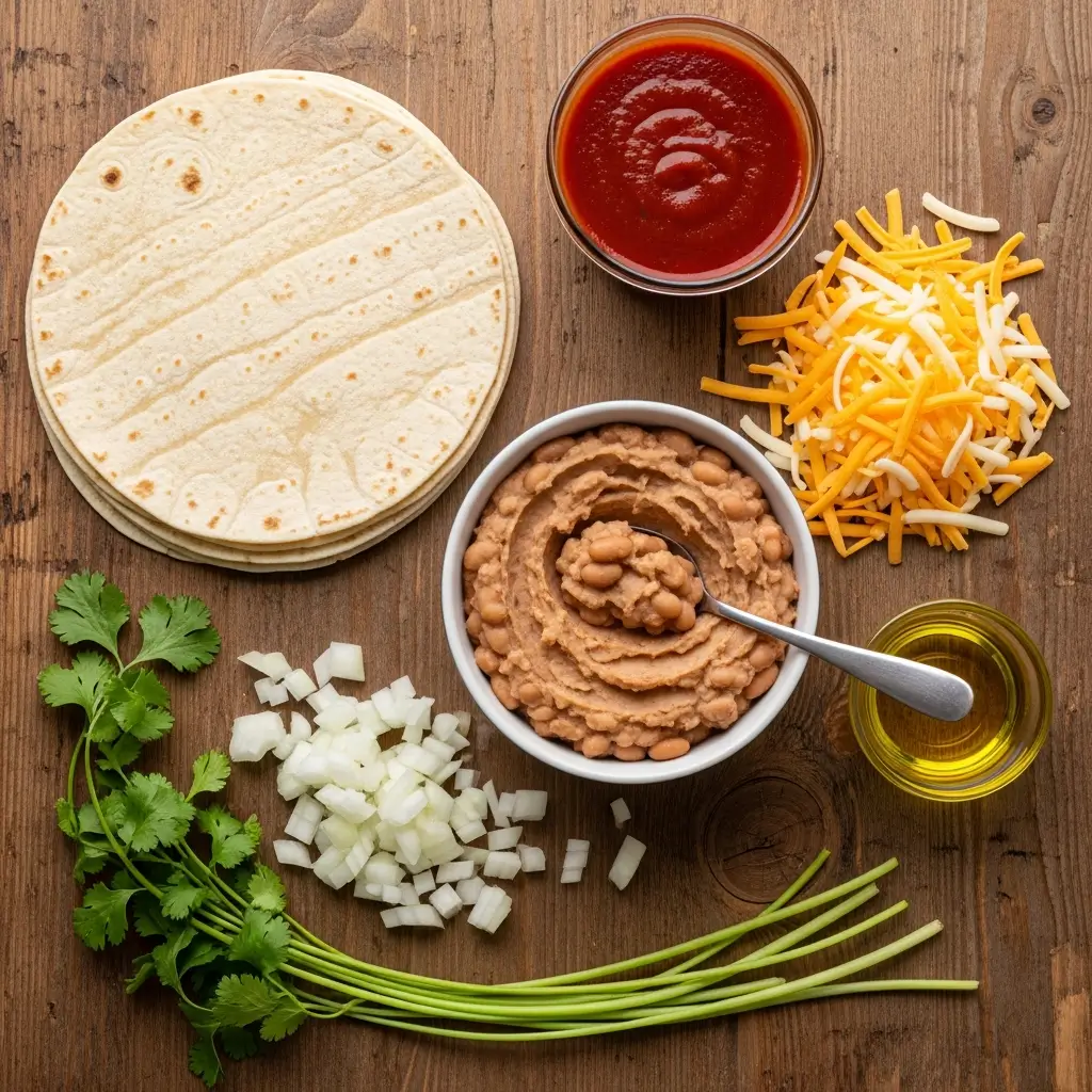 Ingredients for Easy Bean and Cheese Enchiladas