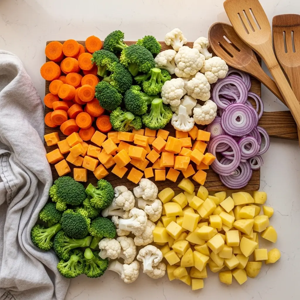 Ingredients for Easy Cheesy Vegetable Chowder