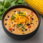 Easy Chicken Taco Soup in a bowl with toppings