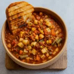 Easy Hamburger Potato Soup in rustic bowl