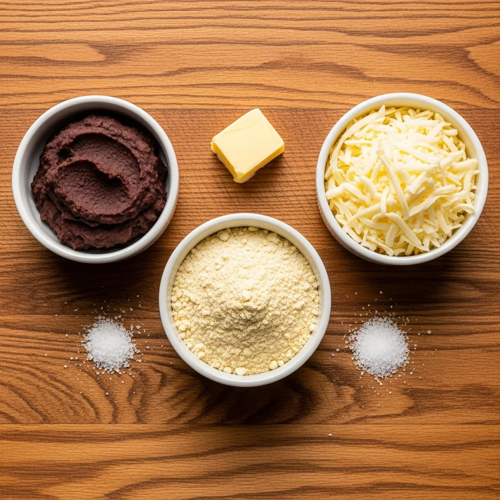 Ingredients for Easy Homemade Pupusas laid out on a kitchen counter