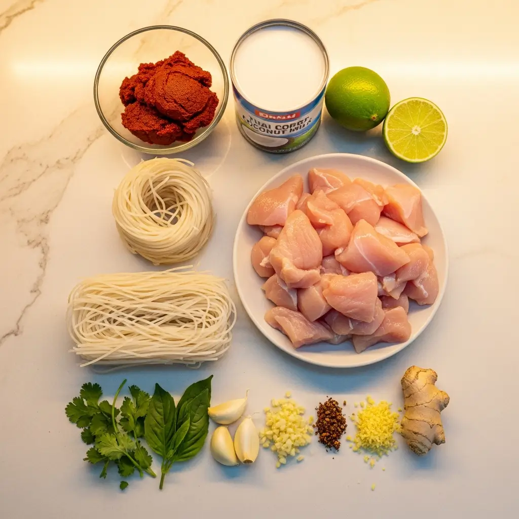 Ingredients for Easy Thai Chicken Curry Soup
