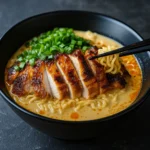Fiery Chicken Ramen with Creamy Garlic Sauce