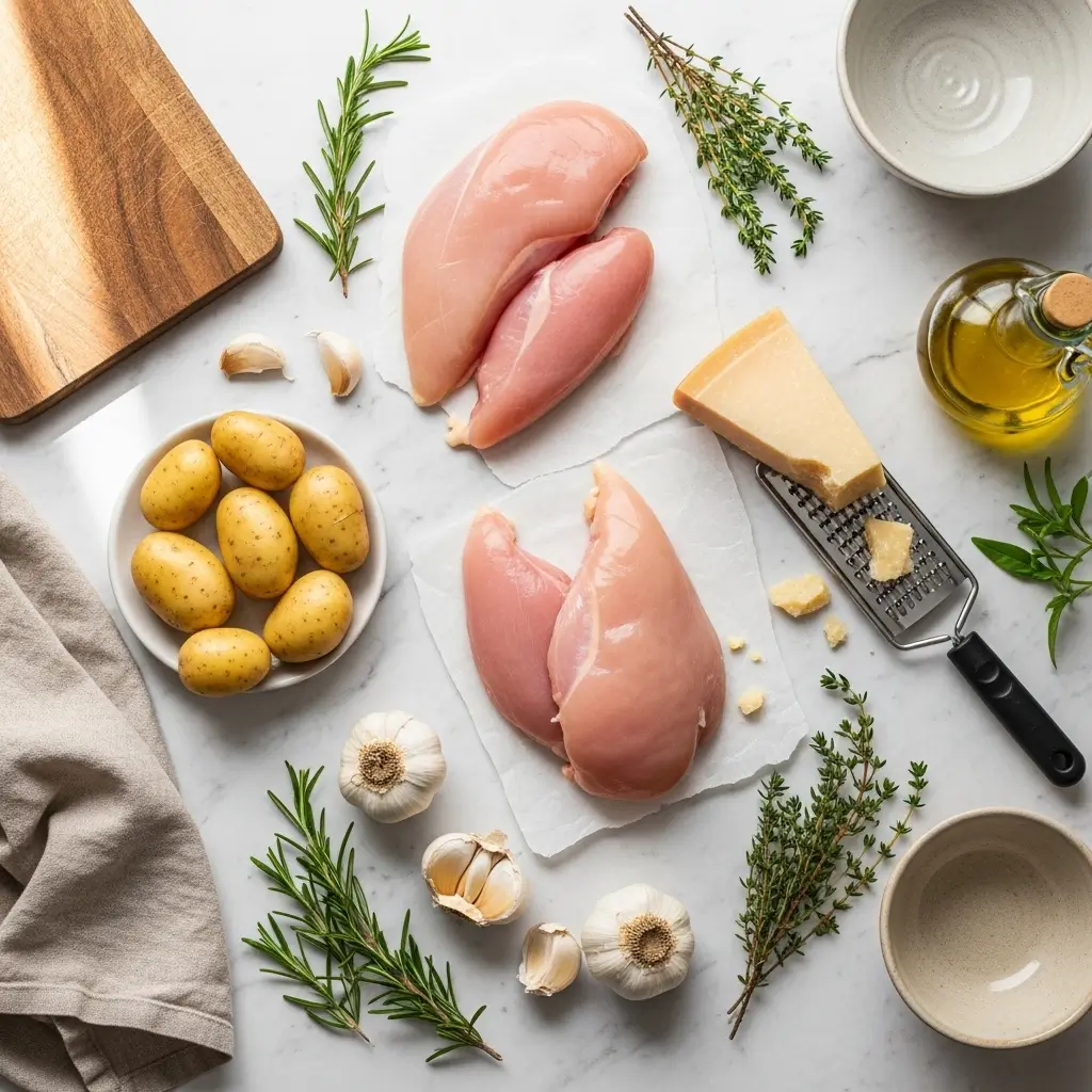 Ingredients for Garlic Parmesan Chicken and Potatoes