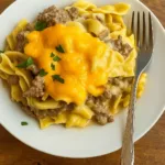 Hearty Ground Beef and Cream of Chicken Soup in rustic bowl