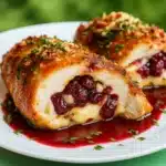 Impressive Cranberry Brie Stuffed Chicken dinner