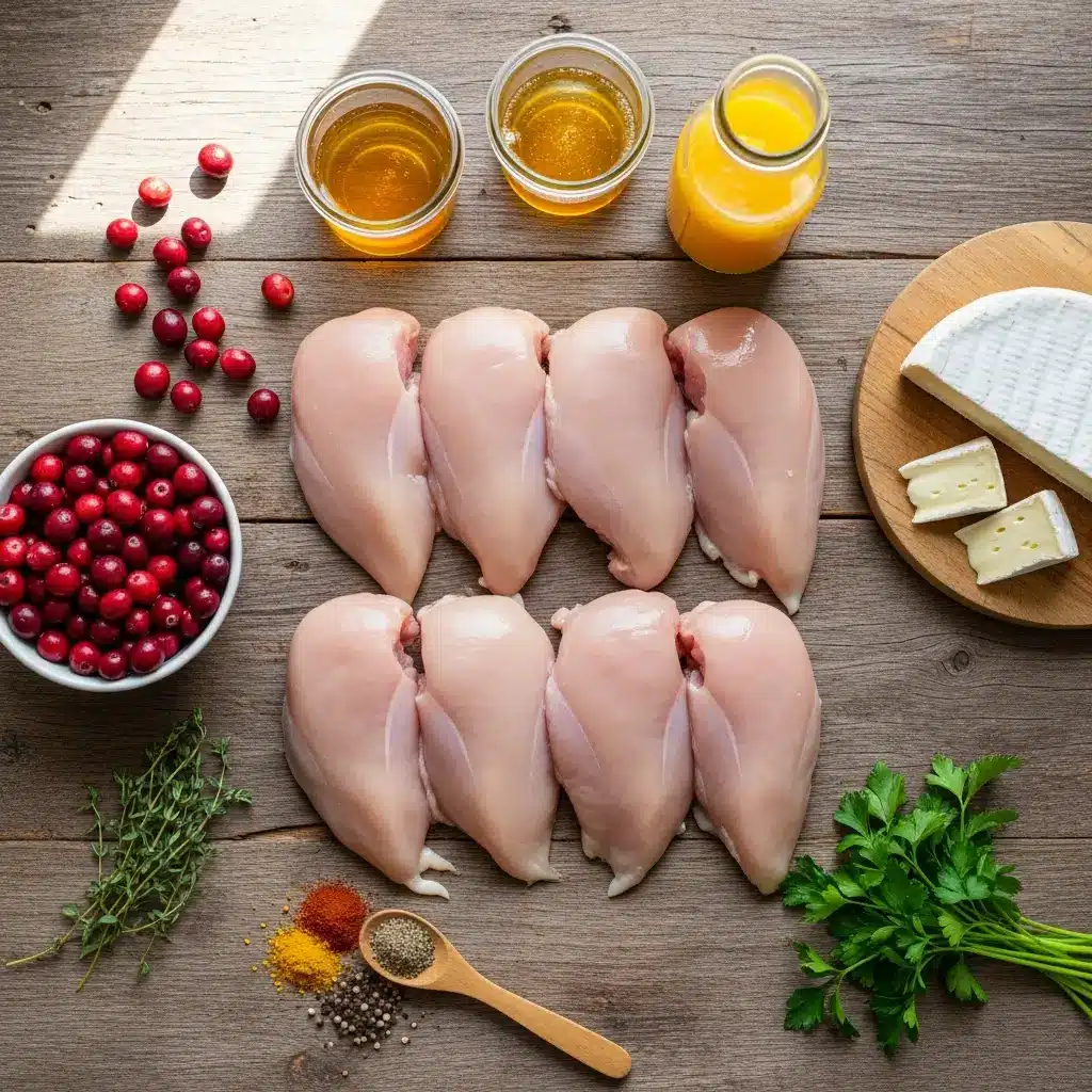 Ingredients for Impressive Cranberry Brie Stuffed Chicken