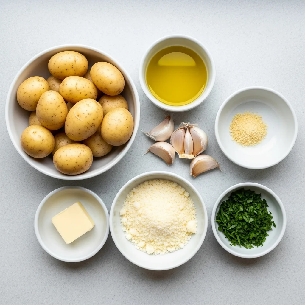 Ingredients for Baked Smashed Potatoes With Garlic & Parmesan