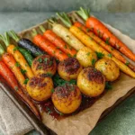 Maple Dijon Roasted Carrots & Turnips on platter