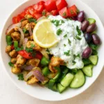 Mediterranean Chicken Bowls served with tzatziki and salad