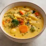 One-Pot Creamy Vegetable Soup in a rustic bowl