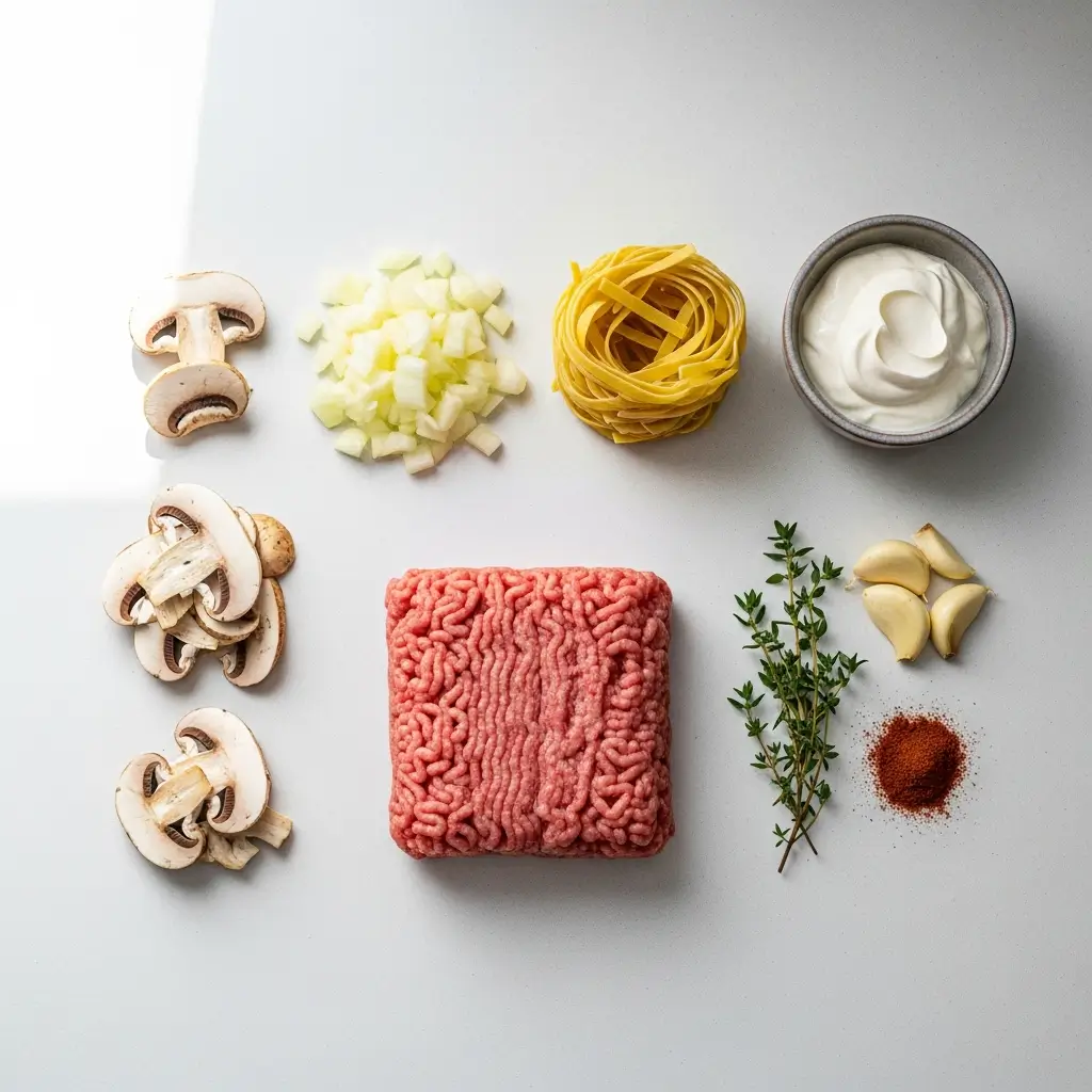 one-pot-turkey-stroganoff-ingredients