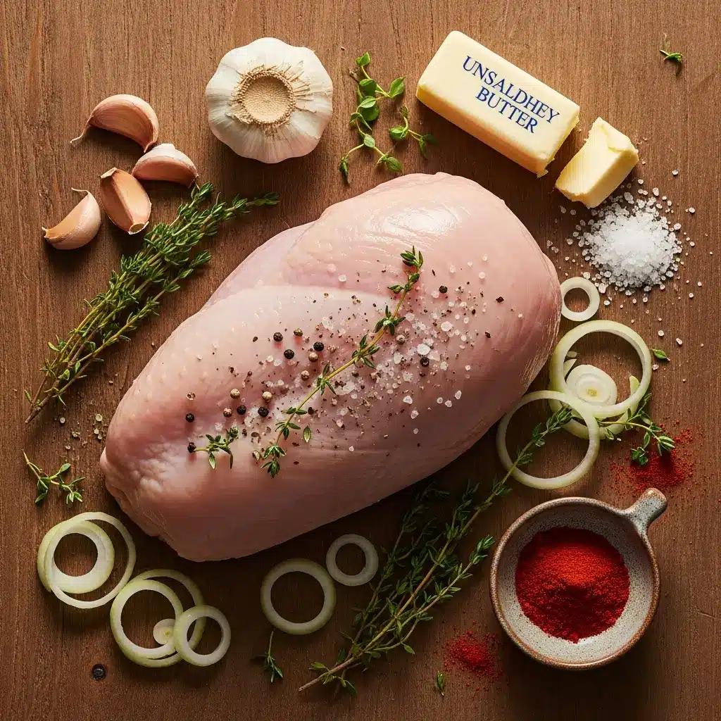 Ingredients for Oven Roasted Turkey Breast on kitchen counter