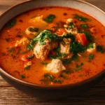 Paprika Chicken Soup creamy bowl with parsley