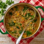 Pinto Bean Soup in rustic bowl