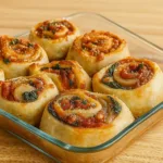 Savory Vegan Pizza Rolls fresh from the oven