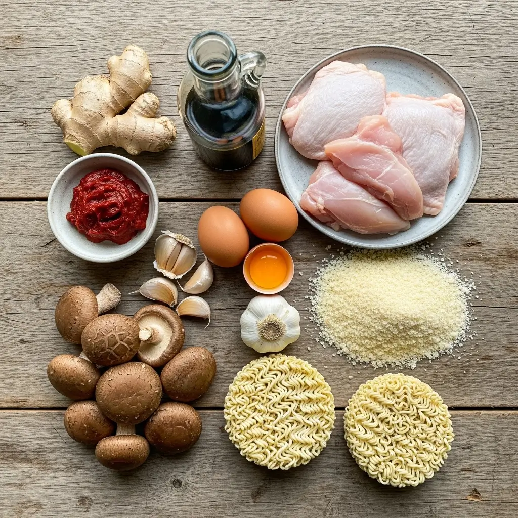 Ingredients for Spicy Ramen With Chicken Katsu