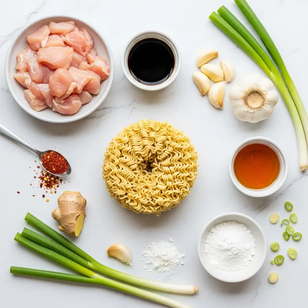 Sticky Garlic Chicken Noodles Ingredients