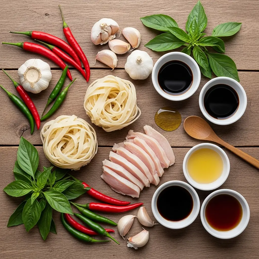 Ingredients for Street Style Thai Drunken Noodles